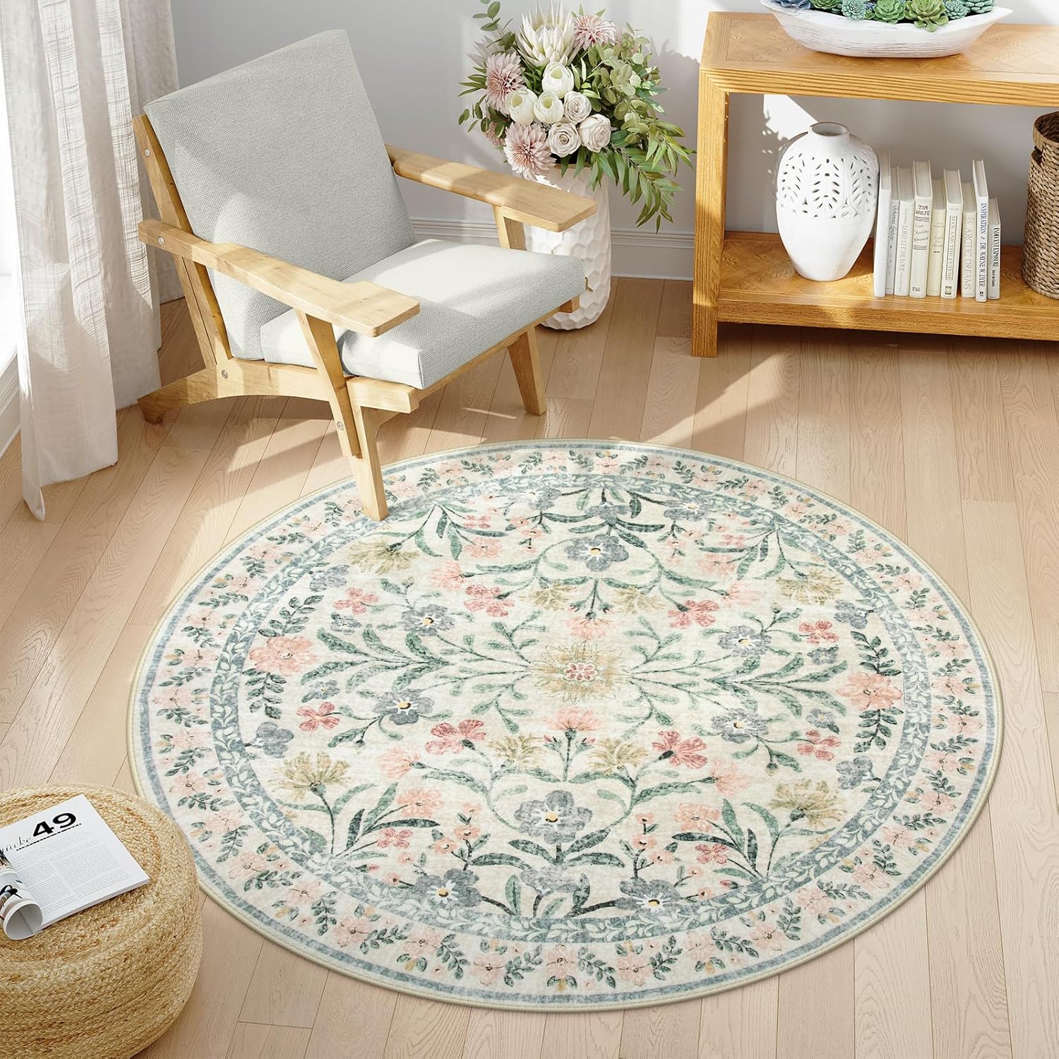 Circular Flower Carpet Cushion Pink Plant Pattern Carpet Home Decoration Living Room Bedroom Anti Slip Floor Carpet Retro Design 80cm x 80cm
Circular Flower Carpet Cushion Pink Plant Pattern Carpet Home Decoration Living Room Bedroom Anti Slip Floor Carpet Retro Design 80cm x 80cm