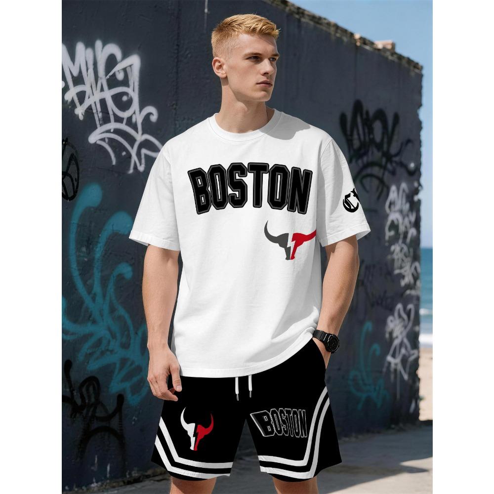 Summer Men s Short-Sleeved Set with 3D Trendy Letter Pattern Print Casual and Fashionable Street Style Comfortable S
Summer Men s Short-Sleeved Set with 3D Trendy Letter Pattern Print Casual and Fashionable Street Style Comfortable S