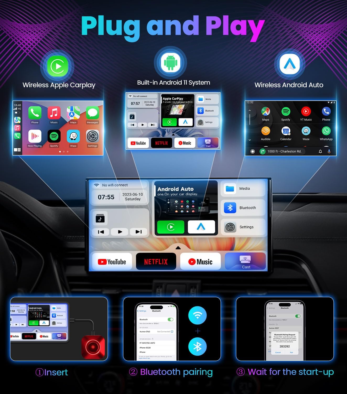 CarPlay Magic Ai Box, Wireless CarPlay Adapter for 2015+ Cars, Works with Streaming Apps United States
CarPlay Magic Ai Box, Wireless CarPlay Adapter for 2015+ Cars, Works with Streaming Apps United States