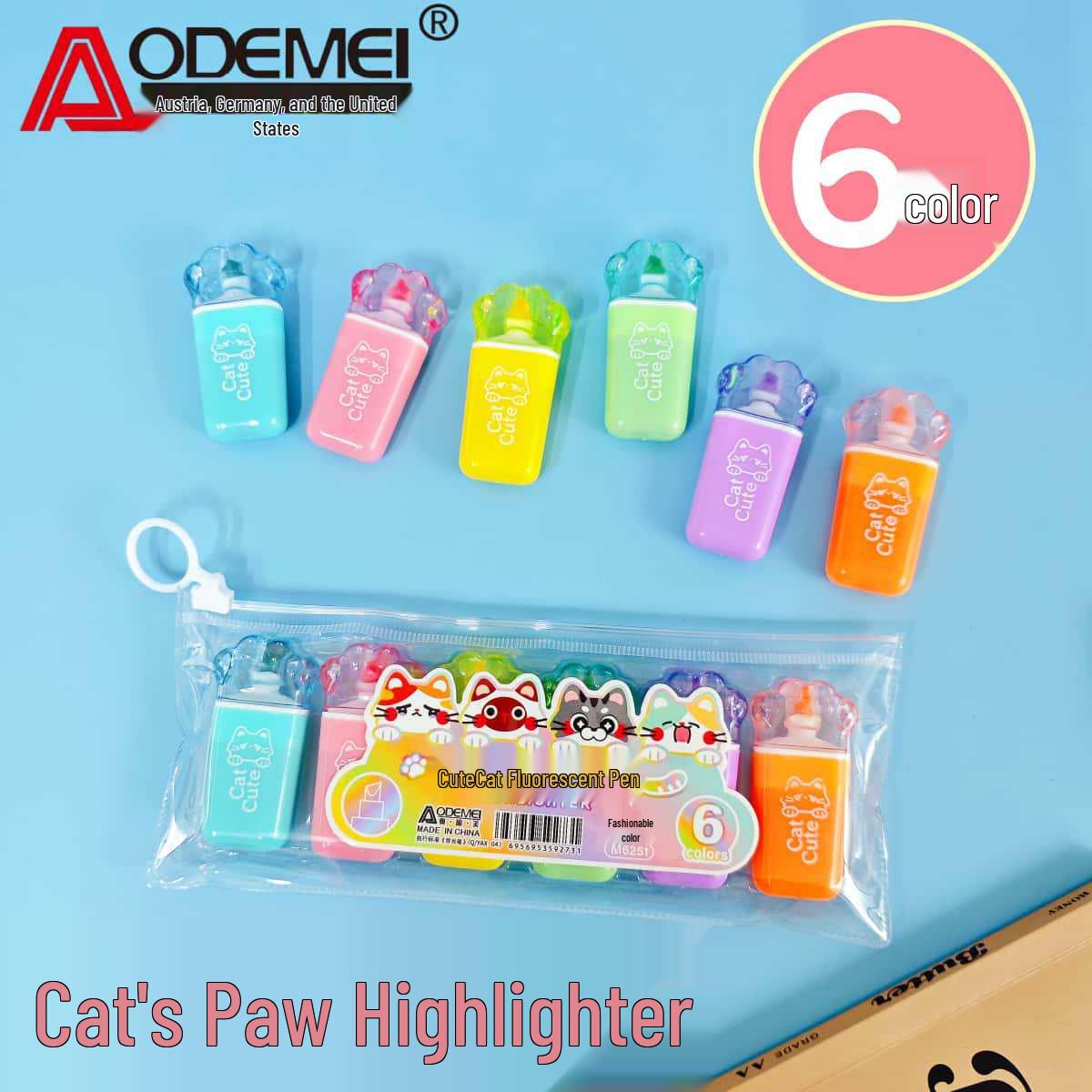 Six-Color Cat Paw Highlighter Pen for Elementary Students - Cute Portable Journal Marker for Notes
Six-Color Cat Paw Highlighter Pen for Elementary Students - Cute Portable Journal Marker for Notes