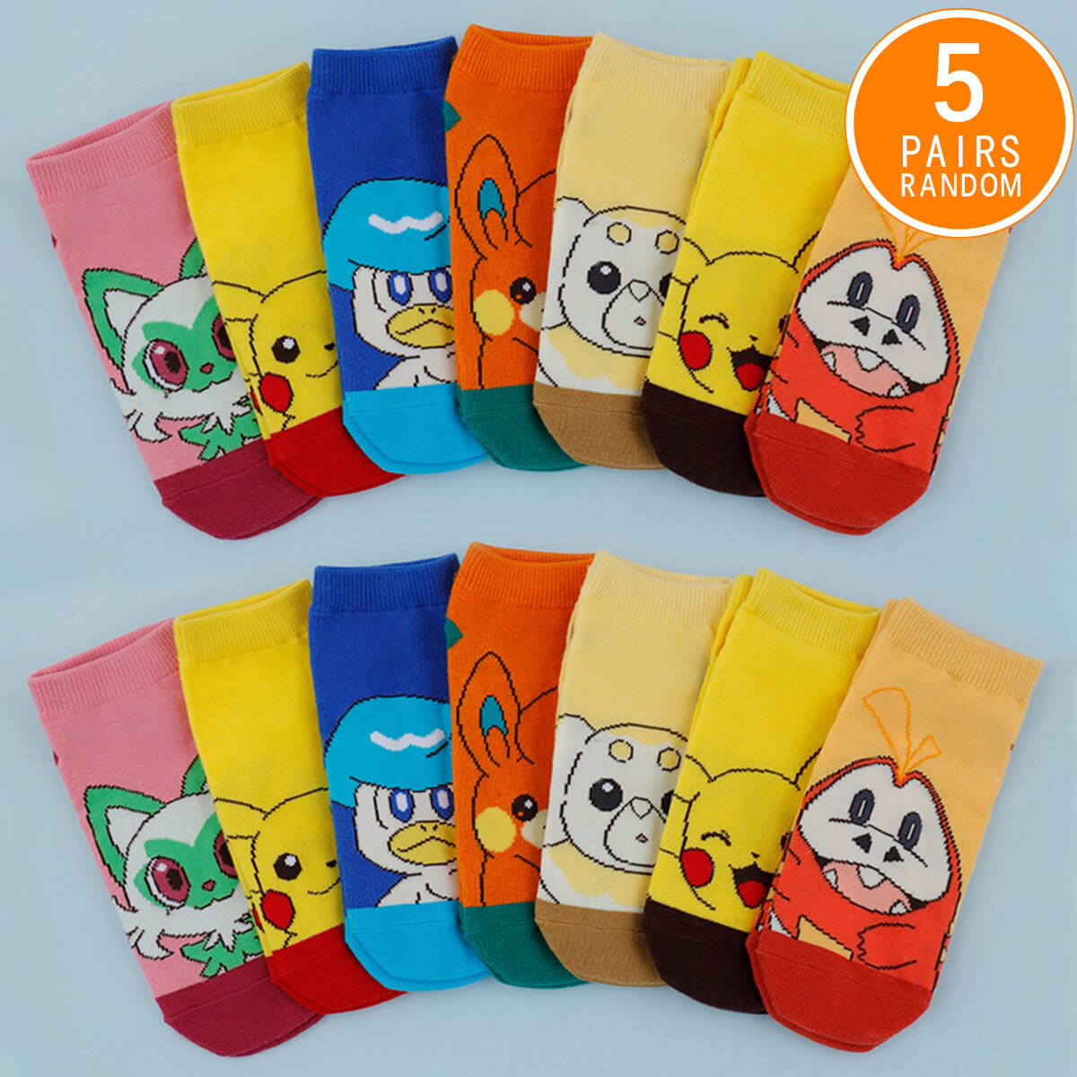 5 пар женских модных носков Four Seasons с рисунком из мультфильма и аниме Pokémon Versatile Sweet and Cute Pikachu Casual Breathable Straight Socks One Size
5 пар женских модных носков Four Seasons с рисунком из мультфильма и аниме Pokémon Versatile Sweet and Cute Pikachu Casual Breathable Straight Socks One Size