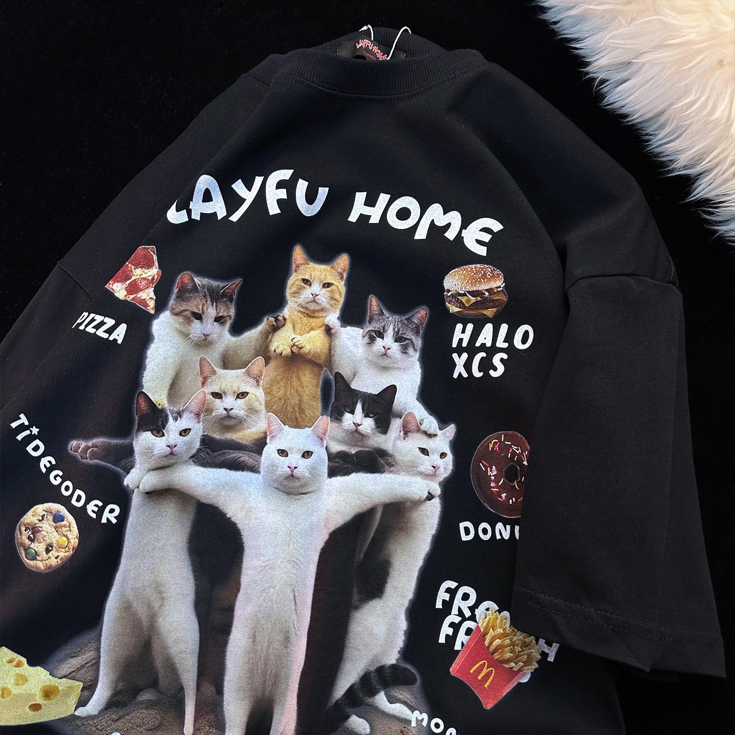 Unisex Retro Cat Print Cotton T-Shirt - Plus Size Loose Fit L (Recommended 101-115 jin) чёрный
Unisex Retro Cat Print Cotton T-Shirt - Plus Size Loose Fit L (Recommended 101-115 jin) чёрный
