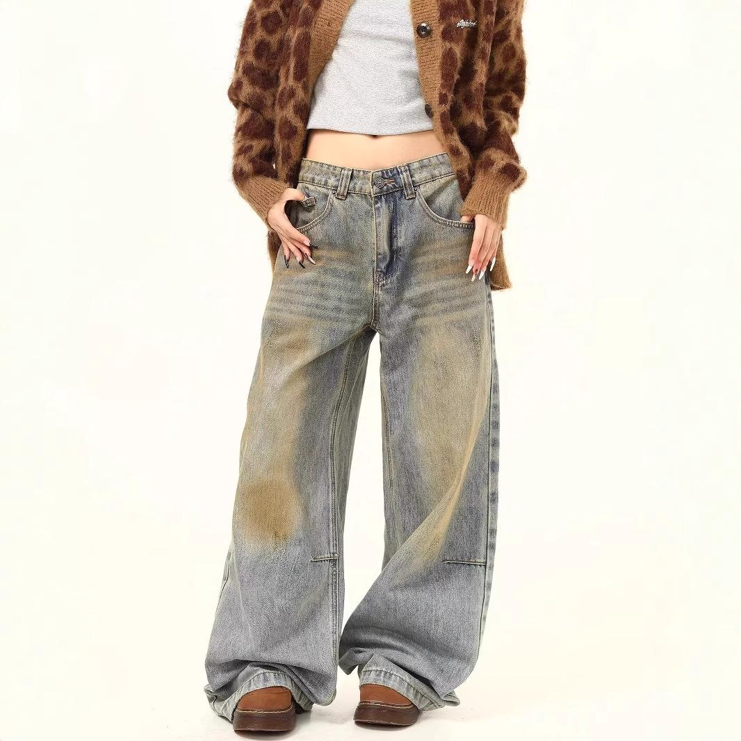 Vintage Washed Straight-Leg Jeans - Unisex Retro Loose Fit XL: Height 155-165CM (60.5-65.5 kg)
Vintage Washed Straight-Leg Jeans - Unisex Retro Loose Fit XL: Height 155-165CM (60.5-65.5 kg)