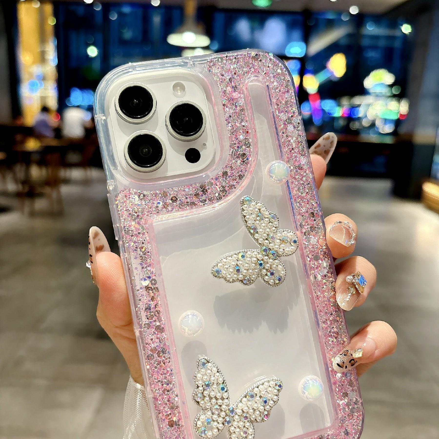 For iPhone 16 Pro Case with Case with Pearl Butterfly Decor Glitter Rhinestone Epoxy Design TPU Phone Cover Pink
For iPhone 16 Pro Case with Case with Pearl Butterfly Decor Glitter Rhinestone Epoxy Design TPU Phone Cover Pink