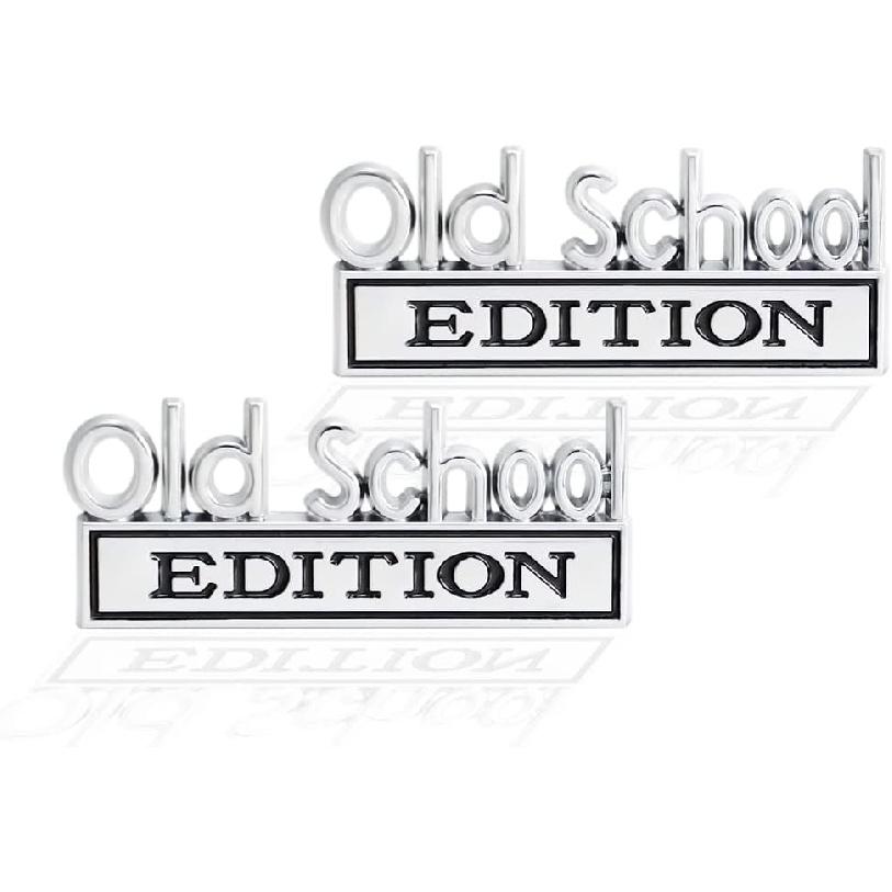 2 Pcs Old School Edition Emblem 3D Metal Badge Decal Sticker Fit for Universal Car Truck SUV Side Rear Front Hood Trunk Door (Silver Black) Silver Black
2 Pcs Old School Edition Emblem 3D Metal Badge Decal Sticker Fit for Universal Car Truck SUV Side Rear Front Hood Trunk Door (Silver Black) Silver Black