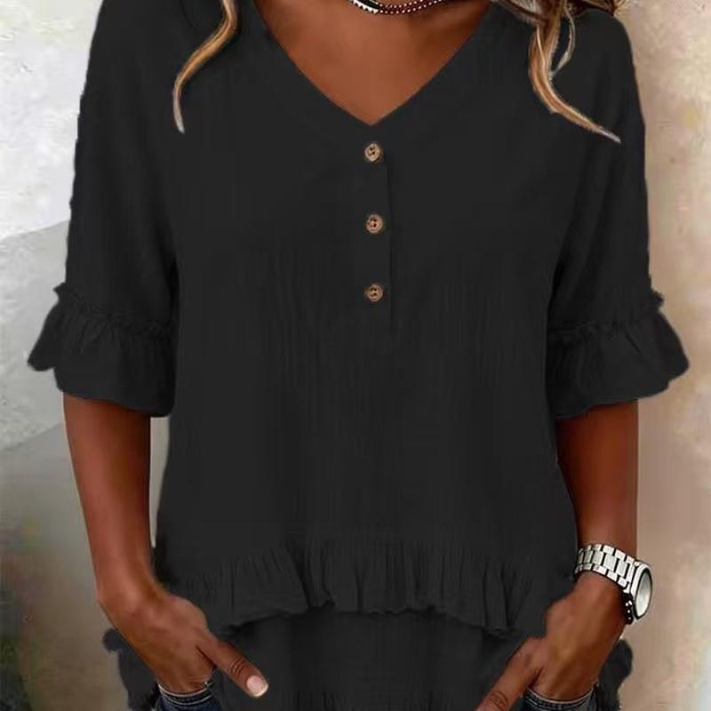 European Style Women Clothing Vintage V-Neck Ruffle Loose Fit Cotton Short Sleeve Blouse T-Shirt XXL
European Style Women Clothing Vintage V-Neck Ruffle Loose Fit Cotton Short Sleeve Blouse T-Shirt XXL