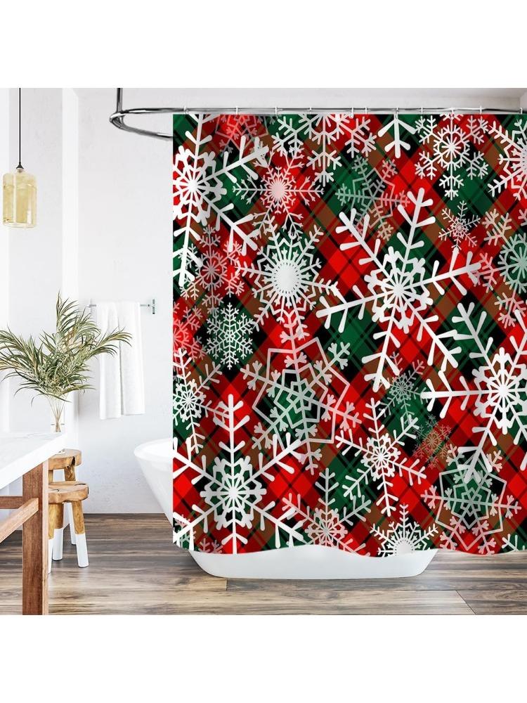 Winter Snowflake Shower Curtain Merry Christmas Bathroom Curtains,Red Green Grid Buffalo Check Plaids Big Small Snowflakes Merry W60H190(CM)-1 Pcs
Winter Snowflake Shower Curtain Merry Christmas Bathroom Curtains,Red Green Grid Buffalo Check Plaids Big Small Snowflakes Merry W60H190(CM)-1 Pcs