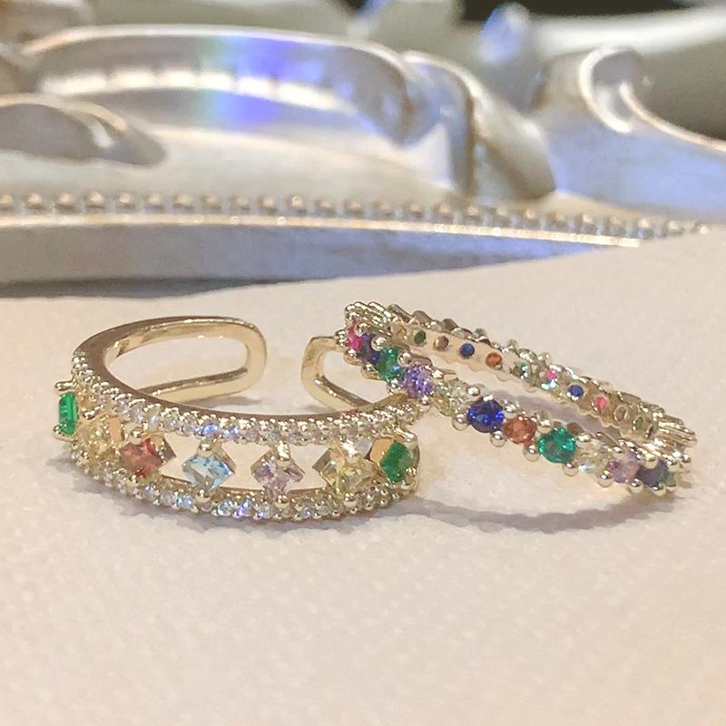 High-End Retro Rainbow Gemstone Zircon Open Ring - Women s Pinky Diamond Ring Adjustable Open
High-End Retro Rainbow Gemstone Zircon Open Ring - Women s Pinky Diamond Ring Adjustable Open