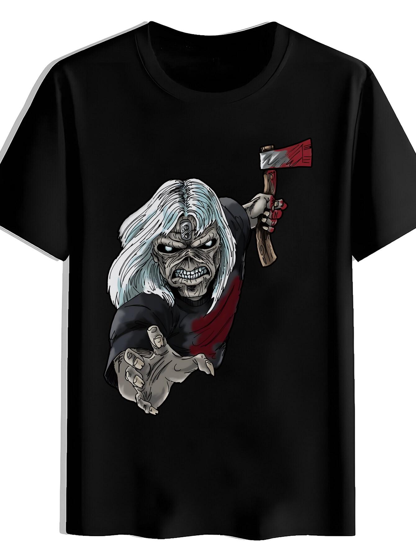 Vintage Heavy Metal Graphic T-shirt - Horror Axe Warrior Design Concert Tee - Black Rock Band Shirt for Casual Summer Outfits L
Vintage Heavy Metal Graphic T-shirt - Horror Axe Warrior Design Concert Tee - Black Rock Band Shirt for Casual Summer Outfits L