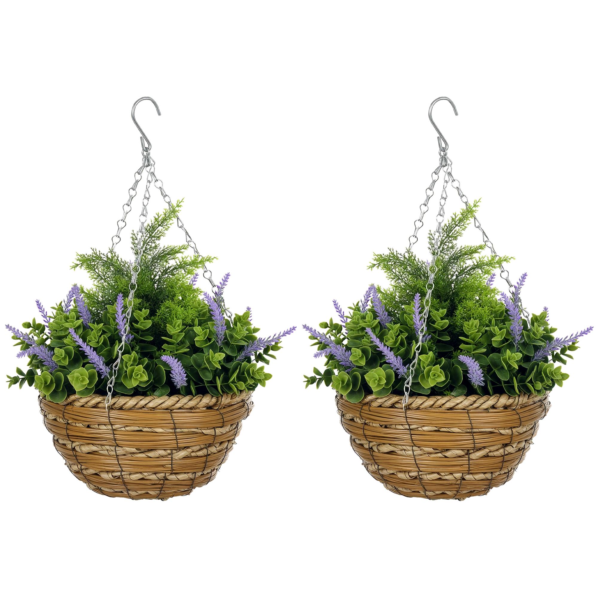 Set of Two Artificial Hanging Lavender Flower Pots - Purple
Set of Two Artificial Hanging Lavender Flower Pots - Purple