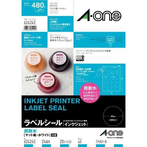A-One Label Sticker Inkjet Super Waterproof Matte Paper 24 Sides Round 20 Sheets 62424E
A-One Label Sticker Inkjet Super Waterproof Matte Paper 24 Sides Round 20 Sheets 62424E