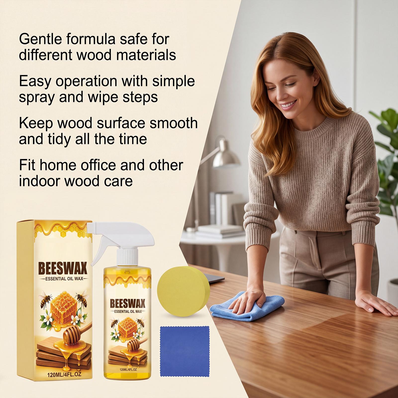 Beeswax Wood Polish Spray 120ML Essential Oil Wax with Sponge and Cleaning Cloth for Wood Furniture Care and Maintenance one size
Beeswax Wood Polish Spray 120ML Essential Oil Wax with Sponge and Cleaning Cloth for Wood Furniture Care and Maintenance one size