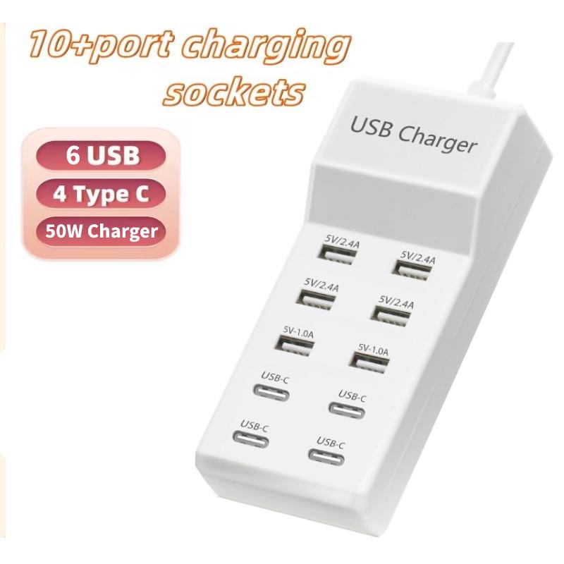 10-портовая зарядная станция USB 50 Вт/10 А, многопортовый концентратор USB C, зарядное устройство для сотового телефона, планшета, нескольких устройств, удлинитель 10USB
10-портовая зарядная станция USB 50 Вт/10 А, многопортовый концентратор USB C, зарядное устройство для сотового телефона, планшета, нескольких устройств, удлинитель 10USB