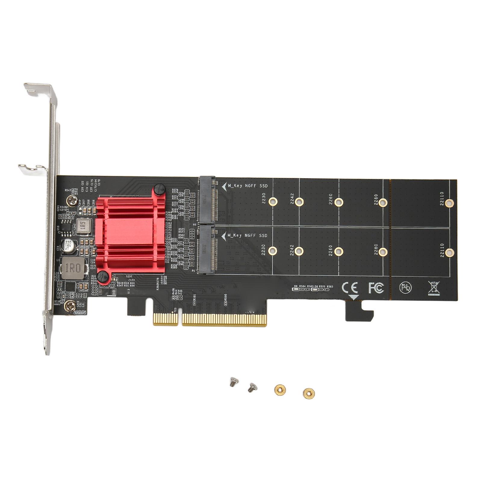 Dual M.2 PCIe NVMe Adapter with PCIe Bifurcation Function SSD to PCIE 3.1 X8 X16 Support NVMe SSD
Dual M.2 PCIe NVMe Adapter with PCIe Bifurcation Function SSD to PCIE 3.1 X8 X16 Support NVMe SSD
