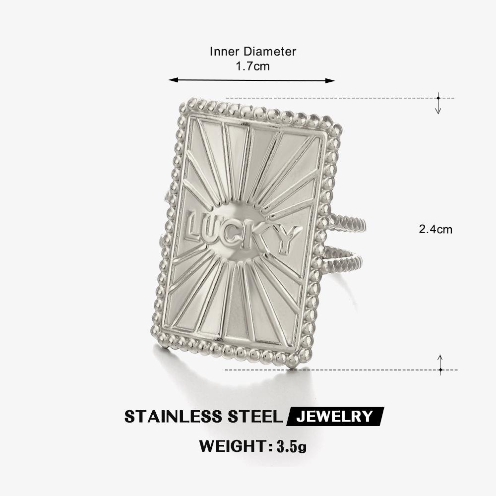 Lucky Lucky Ring Woman Men Vintage Zircon Rectangular Geometry Stainless Steel Adjustable Opening Couple Rings Wholesale resizable
Lucky Lucky Ring Woman Men Vintage Zircon Rectangular Geometry Stainless Steel Adjustable Opening Couple Rings Wholesale resizable