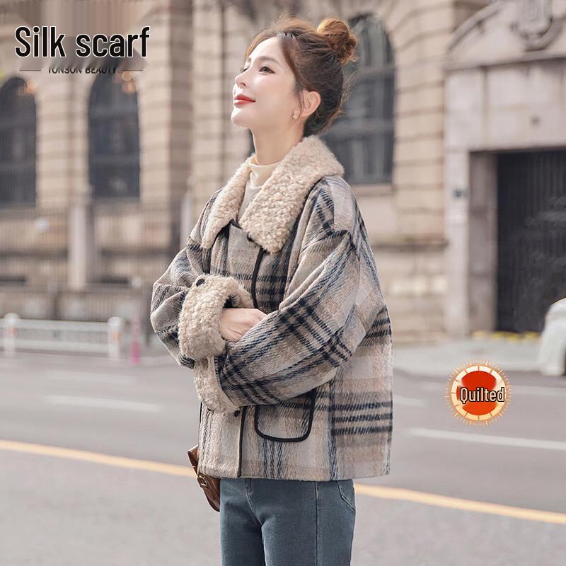 Женское ретро пальто с лацканами из смесовой шерсти в клетку XL
Женское ретро пальто с лацканами из смесовой шерсти в клетку XL