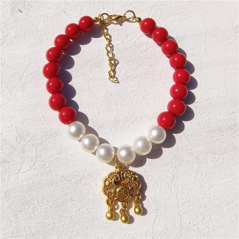 Pet national style pearl necklace long life 100 years long blessing Jin an lucky year peace dog cat collar XL 35-40CM
Pet national style pearl necklace long life 100 years long blessing Jin an lucky year peace dog cat collar XL 35-40CM