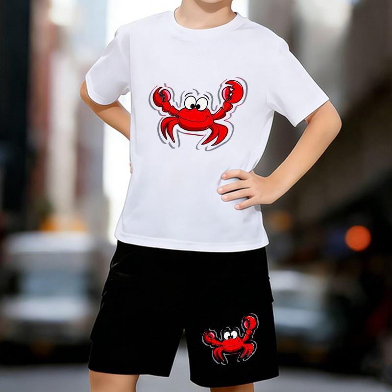 Boys 2 Piece Cute Cartoon Crab Printed Printed outfit, Short Sleeve T-Shirt and Shorts Set for Kids Age 5-14,White, Black Sporty Casual Summer Clothes 13-14 Years
Boys 2 Piece Cute Cartoon Crab Printed Printed outfit, Short Sleeve T-Shirt and Shorts Set for Kids Age 5-14,White, Black Sporty Casual Summer Clothes 13-14 Years