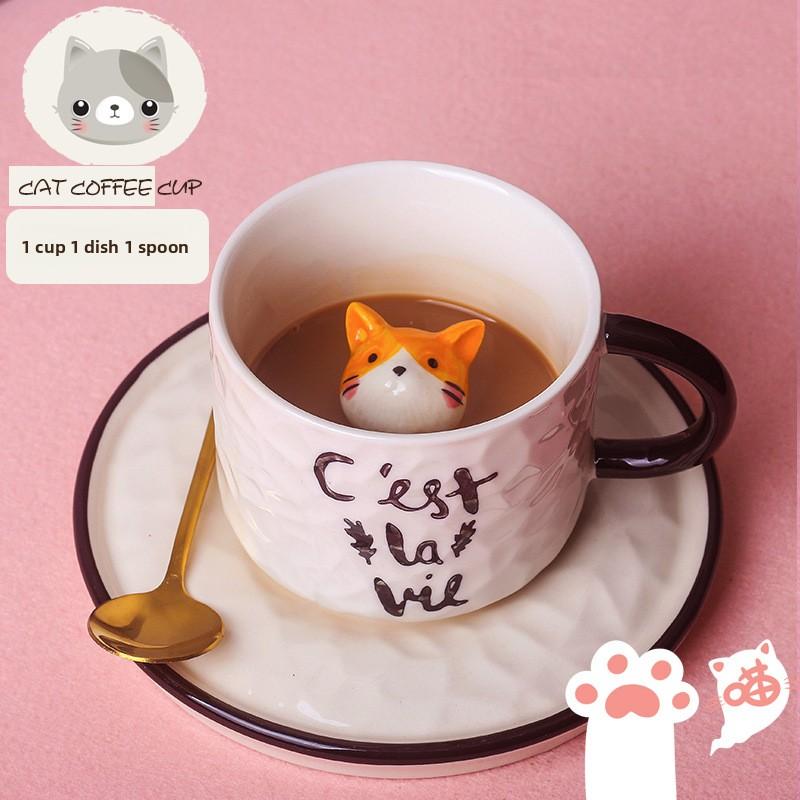 Ceramic Coffee Mug Set with Saucer Mini Cute Cat Couple Cup Creative Trendy Design 201-300ml
Ceramic Coffee Mug Set with Saucer Mini Cute Cat Couple Cup Creative Trendy Design 201-300ml