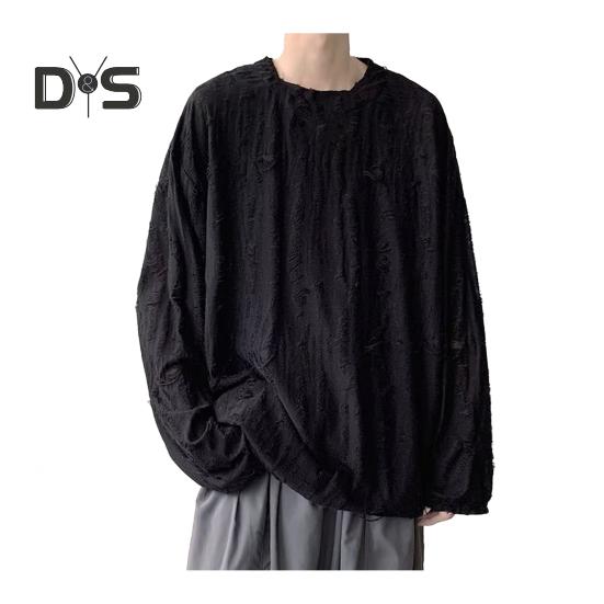 Чоловіча футболка з круглим вирізом і довгими рукавами з рваними дірками, однотонні джемпери, топи в вуличному стилі, базові шарові топи, вуличний одяг L чорний
Чоловіча футболка з круглим вирізом і довгими рукавами з рваними дірками, однотонні джемпери, топи в вуличному стилі, базові шарові топи, вуличний одяг L чорний