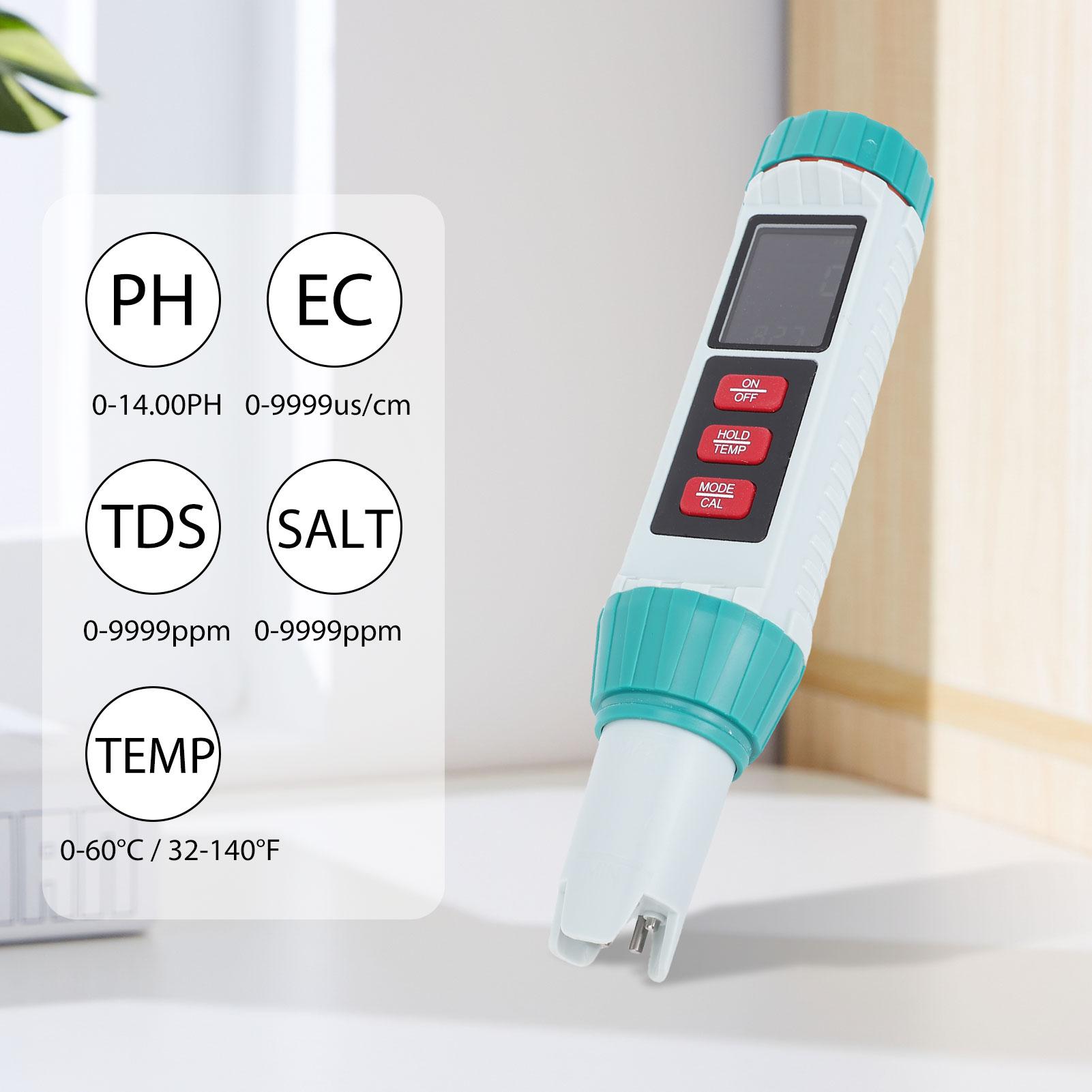 5 в 1 PH Солемер Высокой Точности Ручка-Датчик Качества Воды с ЖК-Дисплеем для Питьевой Воды, Аквариума, Бассейна
5 в 1 PH Солемер Высокой Точности Ручка-Датчик Качества Воды с ЖК-Дисплеем для Питьевой Воды, Аквариума, Бассейна