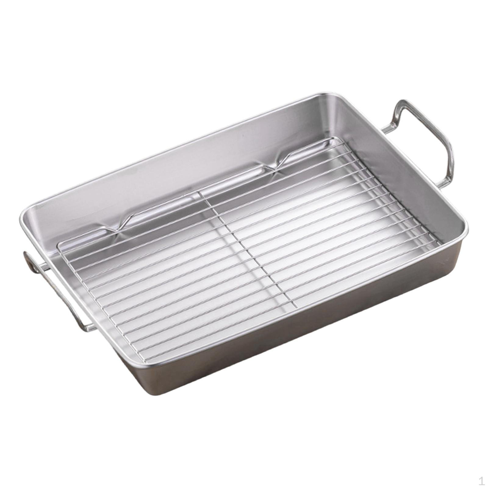 Baking Tray with Cooling Rack, Kitchen Tool, Ideal for Roasting Ham, Steak Or Any Other Dish on The Length 36 cm
Baking Tray with Cooling Rack, Kitchen Tool, Ideal for Roasting Ham, Steak Or Any Other Dish on The Length 36 cm