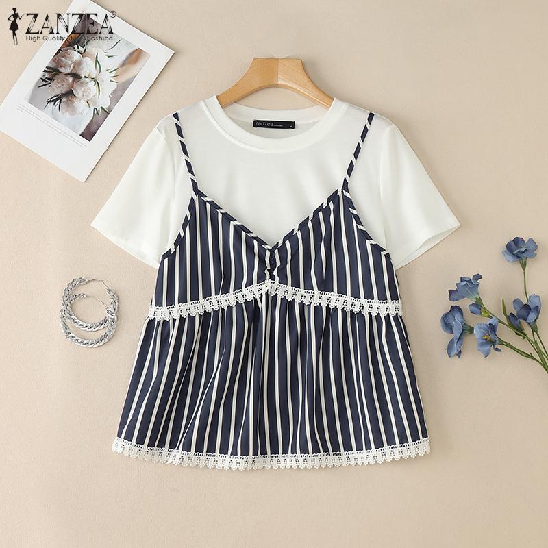 ZANZEA Women Casual Round Neck Stripe Patchwork Summer Short Sleeve T-Shirts S тёмно-синий
ZANZEA Women Casual Round Neck Stripe Patchwork Summer Short Sleeve T-Shirts S тёмно-синий