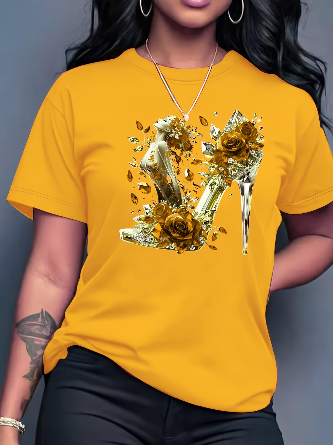 Short Sleeve Crew Neck Vibrant Crystal High Heel Rose Graphic Print Women s T-Shirt Urban Style Printed Design in Vibrant Colors 8XL
Short Sleeve Crew Neck Vibrant Crystal High Heel Rose Graphic Print Women s T-Shirt Urban Style Printed Design in Vibrant Colors 8XL