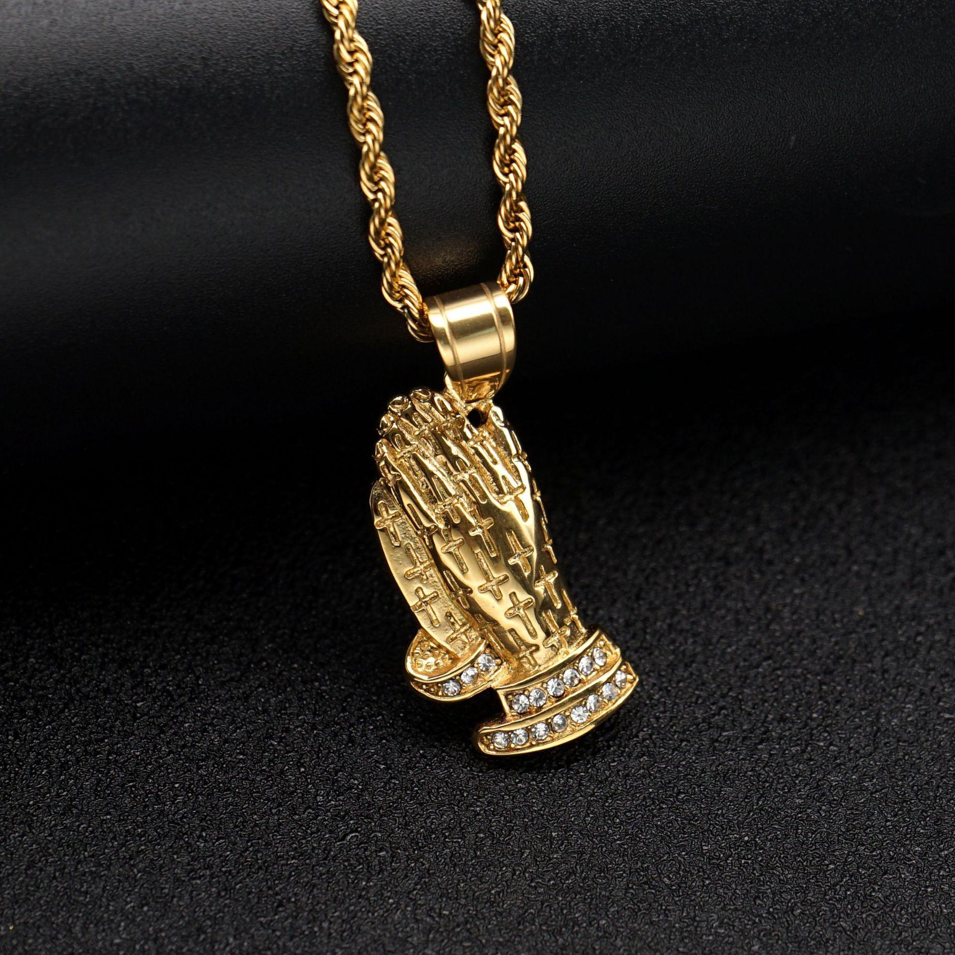 Gold Silver Color The Praying Hands Pendants & Necklaces with rhinestone Brother Gift Stainless Steel Hip Hop Men Jewelry 60cm twist chain золотий
Gold Silver Color The Praying Hands Pendants & Necklaces with rhinestone Brother Gift Stainless Steel Hip Hop Men Jewelry 60cm twist chain золотий