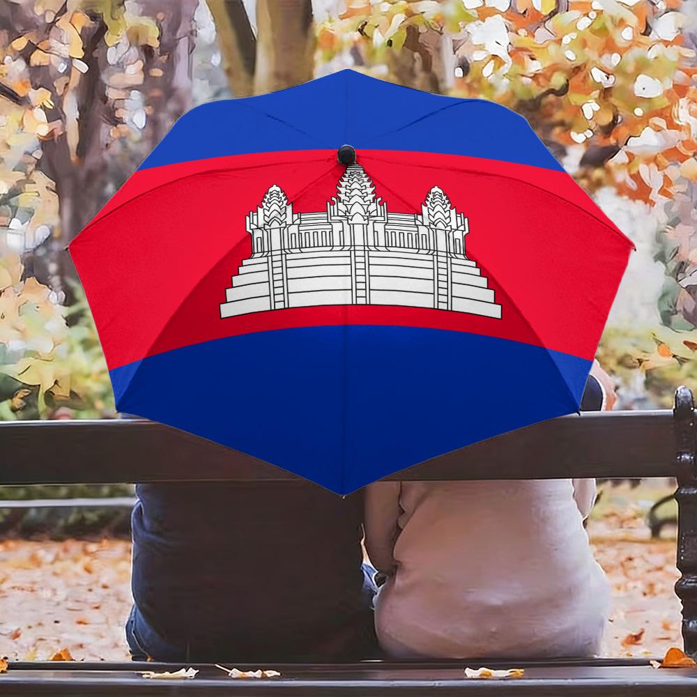Cambodia National Flag Red Blue Stripe Angkor Wat Print Auto Folding Umbrella Waterproof Windproof Compact Travel Umbrella (as the picture,Iron&8K)
Cambodia National Flag Red Blue Stripe Angkor Wat Print Auto Folding Umbrella Waterproof Windproof Compact Travel Umbrella (as the picture,Iron&8K)