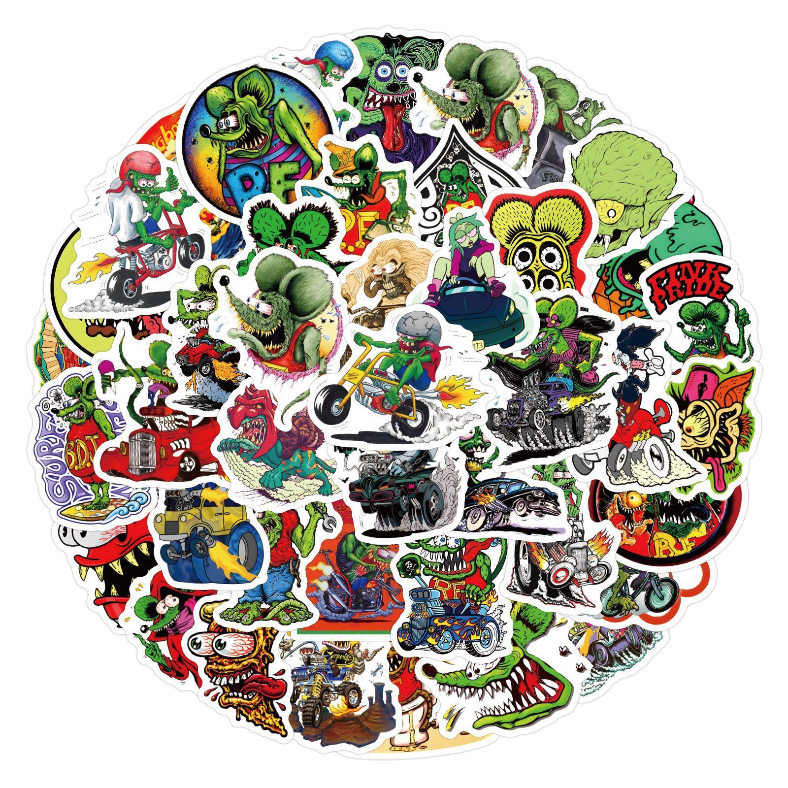 60 Новых граффити-стикеров Rat Fink для украшения ноутбука, чемодана, мультяшные стикеры
60 Новых граффити-стикеров Rat Fink для украшения ноутбука, чемодана, мультяшные стикеры