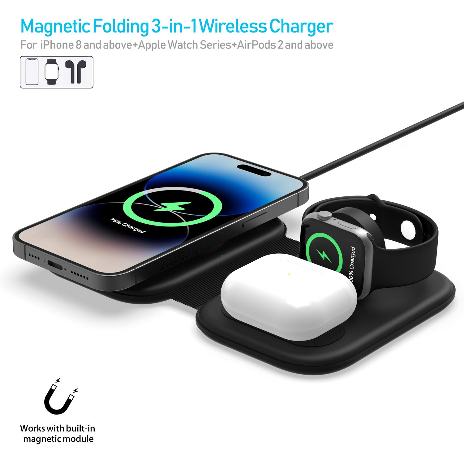 F20P For iPhone/Apple Watch/AirPods/Samsung Galaxy Buds Magnetic Folding 3-in-1 Wireless Charger Charging Pad (QI/CE Certified) White
F20P For iPhone/Apple Watch/AirPods/Samsung Galaxy Buds Magnetic Folding 3-in-1 Wireless Charger Charging Pad (QI/CE Certified) White