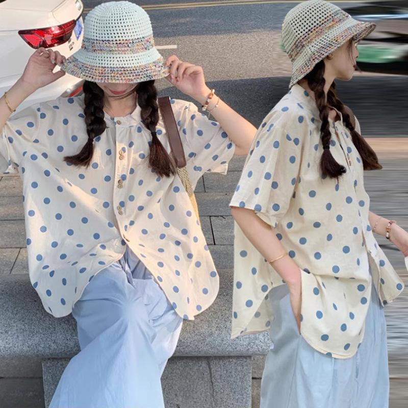 2026 Summer Korean Polka Dot Shirt & Pig Nose Button Wide-Leg Pants Set in Large Size L
2026 Summer Korean Polka Dot Shirt & Pig Nose Button Wide-Leg Pants Set in Large Size L