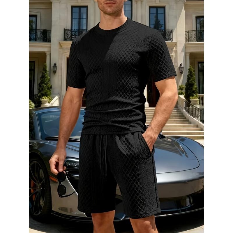 Mens Black Diamond Textured Short Sleeve T-Shirt and Casual Shorts Set S чёрный
Mens Black Diamond Textured Short Sleeve T-Shirt and Casual Shorts Set S чёрный