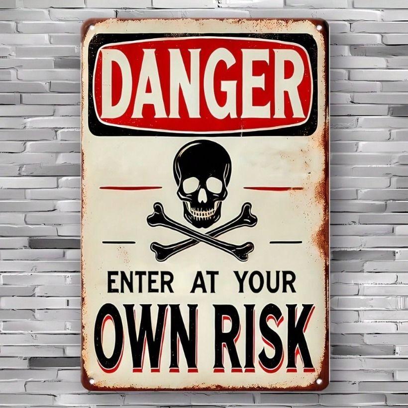 Vintage Metal Poster Danger Enter at Own Risk 8x12, Retro Sign for Bar Garage Wall Decor
Vintage Metal Poster Danger Enter at Own Risk 8x12, Retro Sign for Bar Garage Wall Decor