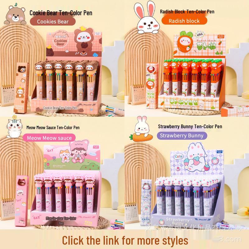 Cartoon 10-in-1 Multi-Color Click Ballpoint Pen - Student Stationery & Doodling Tool Little Dinosaur - 10 Colors Boxed
Cartoon 10-in-1 Multi-Color Click Ballpoint Pen - Student Stationery & Doodling Tool Little Dinosaur - 10 Colors Boxed