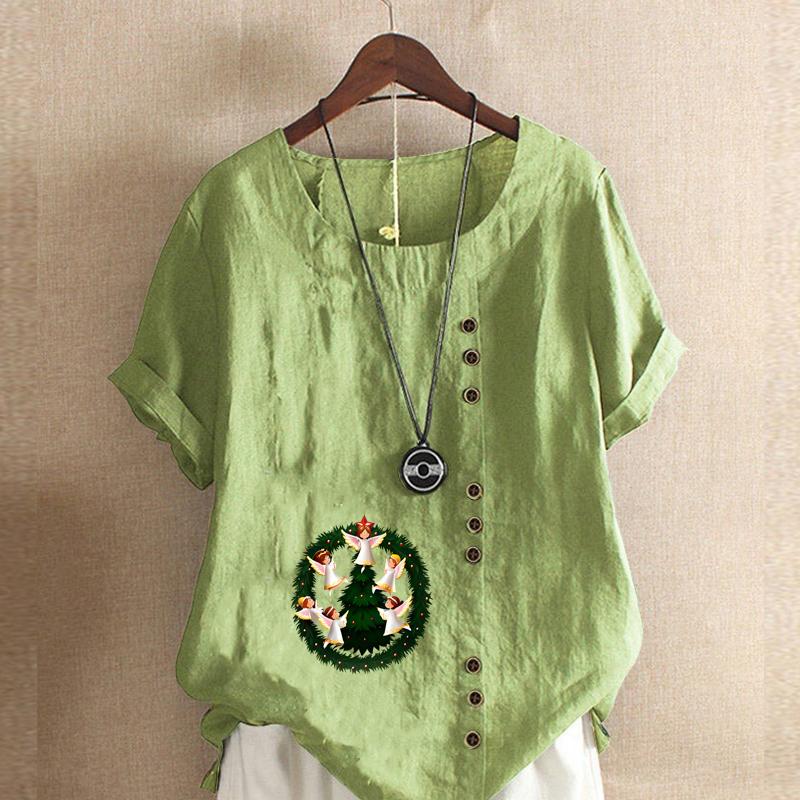 Женская модная футболка с круглым вырезом и короткими рукавами, повседневная хлопково-льняная футболка с графическим принтом, летняя блузка для отдыха, свободного кроя, с принтом рождественских эльфов 5XL
Женская модная футболка с круглым вырезом и короткими рукавами, повседневная хлопково-льняная футболка с графическим принтом, летняя блузка для отдыха, свободного кроя, с принтом рождественских эльфов 5XL