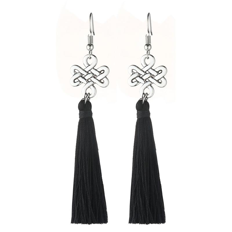 LOVBEAFAS Bohemian Tassel Earrings For Women Fashion Zircon Knot Boho Drop Fringed Long Wedding Earrings Gift boucle d oreille чорний
LOVBEAFAS Bohemian Tassel Earrings For Women Fashion Zircon Knot Boho Drop Fringed Long Wedding Earrings Gift boucle d oreille чорний