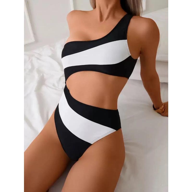Cikini One-Piece Swimsuit With Colorblock Hollow-Out One Shoulder Neckline Summer Beach Swimwear Bathing Suit For Women XL чорний білий колір
Cikini One-Piece Swimsuit With Colorblock Hollow-Out One Shoulder Neckline Summer Beach Swimwear Bathing Suit For Women XL чорний білий колір