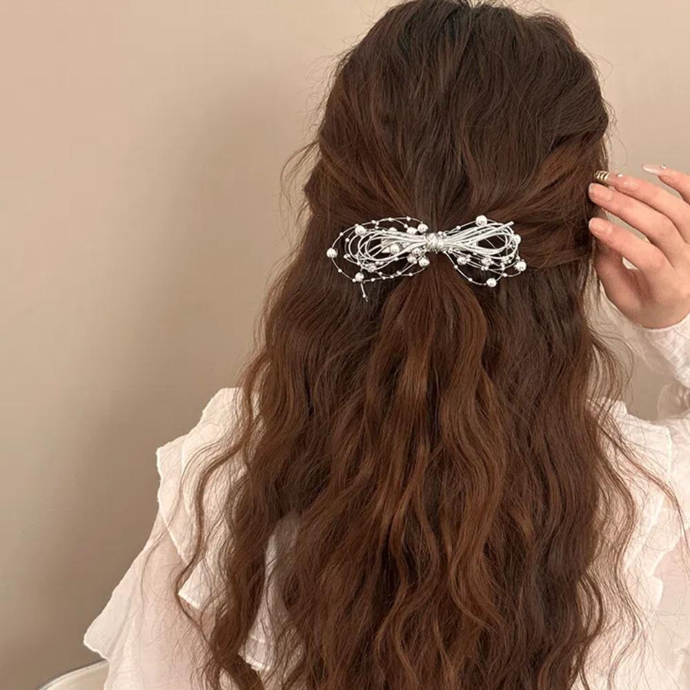 Cloth Pearls Silver Shark Clip Elastic Large Intestine Hair Ropes PU Bow Duckbill Clip Daily black-duckbill clip
Cloth Pearls Silver Shark Clip Elastic Large Intestine Hair Ropes PU Bow Duckbill Clip Daily black-duckbill clip