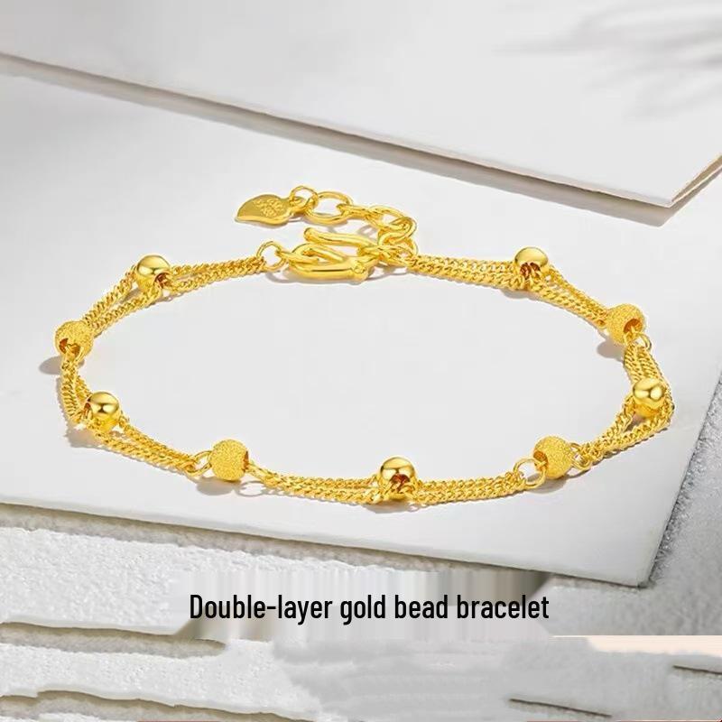 Gold Filigree Double Layer Bracelet: Smooth Frosted Beads, Brass Gold Plated, Versatile Design - Perfect Christmas Gift
Gold Filigree Double Layer Bracelet: Smooth Frosted Beads, Brass Gold Plated, Versatile Design - Perfect Christmas Gift