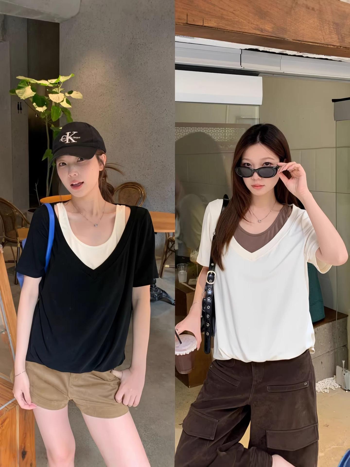 2026 Summer Plus Size Women s Color Block V-Neck Hollow Short Sleeve Two-Piece Style Top M чёрный
2026 Summer Plus Size Women s Color Block V-Neck Hollow Short Sleeve Two-Piece Style Top M чёрный