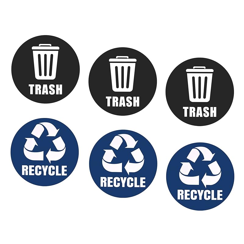 M METERXITY 6 pieces Recycle and trash sign stickers classification decal labels Garbage separation Applicable to home office trash use (127 mm blue &
M METERXITY 6 pieces Recycle and trash sign stickers classification decal labels Garbage separation Applicable to home office trash use (127 mm blue &