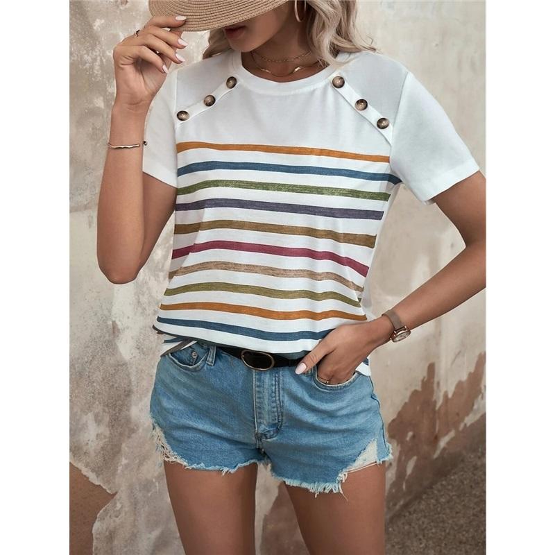 Women s Casual Striped Short Sleeve T-Shirt With Shoulder Buttons Lightweight Summer Top XXL
Women s Casual Striped Short Sleeve T-Shirt With Shoulder Buttons Lightweight Summer Top XXL