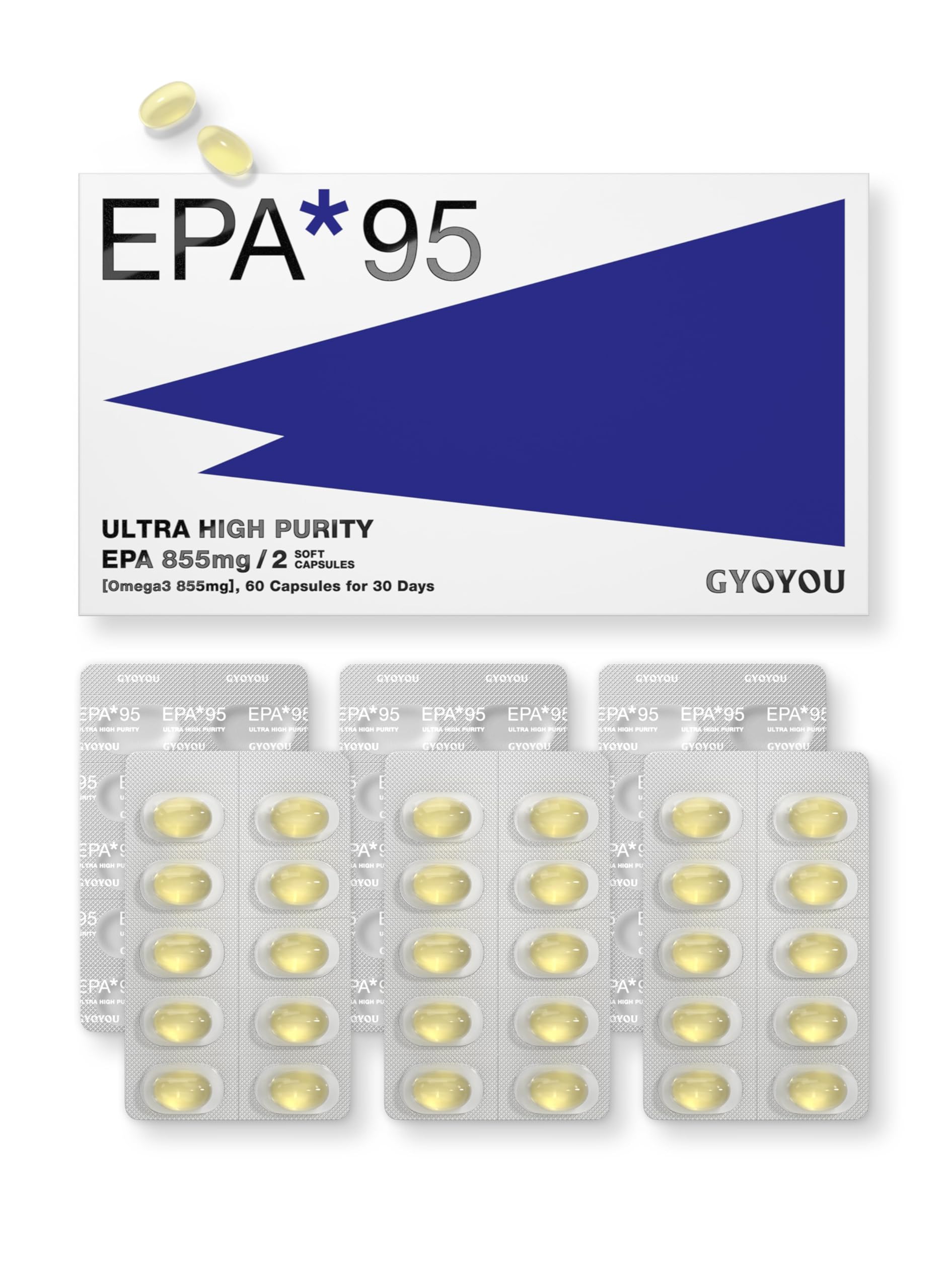 Oil EPA Made in Japan with High Purity Supplement Soft Capsules 60 Capsules GYOYOU_Fish 95%
Oil EPA Made in Japan with High Purity Supplement Soft Capsules 60 Capsules GYOYOU_Fish 95%