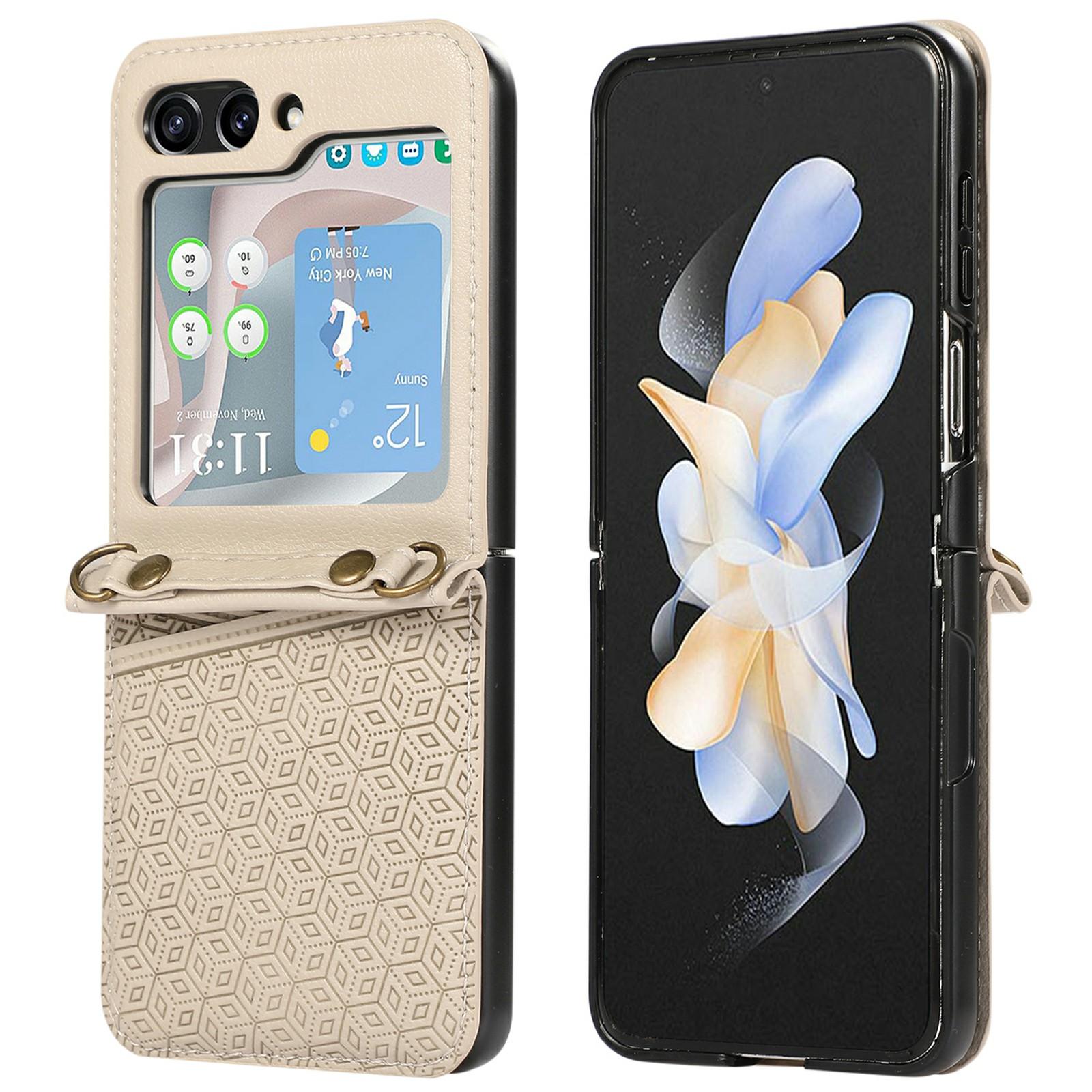 For Samsung Galaxy Z Flip6 5G Case Imprinted Rhombus Leather Phone Cover with Card Slots Beige
For Samsung Galaxy Z Flip6 5G Case Imprinted Rhombus Leather Phone Cover with Card Slots Beige