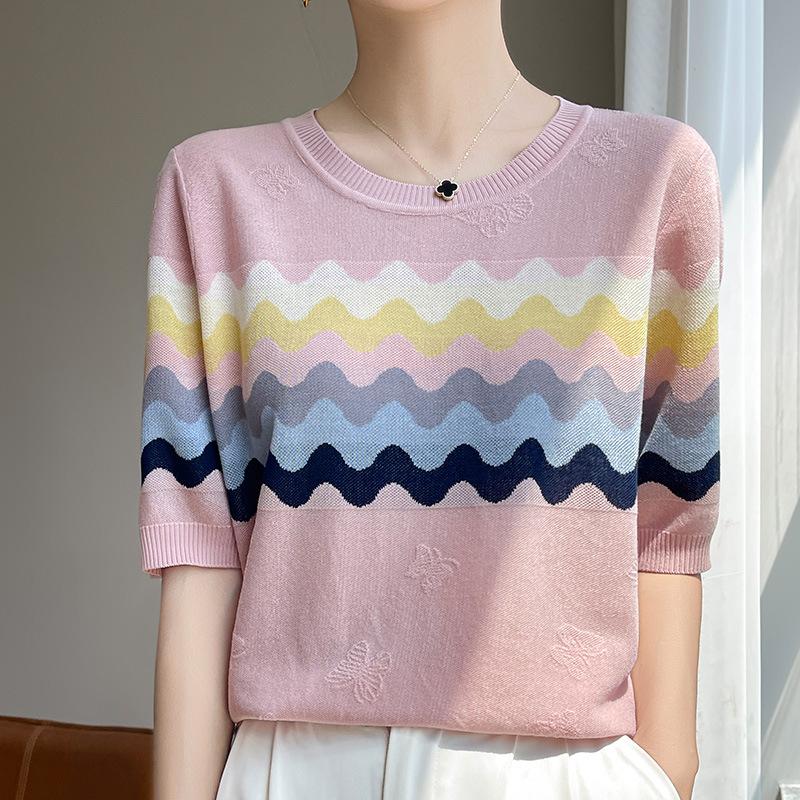 Вязаный свитер Летний Десятишелковый Вышитый Топ для Женщин Летний Широкие Полосы Женский Короткий рукав Круглый вырез V-образный вырез XL
Вязаный свитер Летний Десятишелковый Вышитый Топ для Женщин Летний Широкие Полосы Женский Короткий рукав Круглый вырез V-образный вырез XL