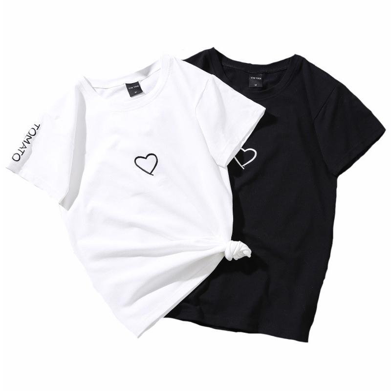 Summer T-Shirt Love Heart Embroidery High Quality For Women Black Casual Popular Lovers Tops White Couples
Summer T-Shirt Love Heart Embroidery High Quality For Women Black Casual Popular Lovers Tops White Couples