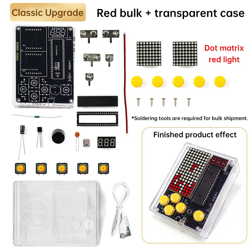Upgraded DIY Game Kit Retro Classic Electronic Soldering Welding Tranning Set with Purple Blue Acrylic Case Mini Game Console
Upgraded DIY Game Kit Retro Classic Electronic Soldering Welding Tranning Set with Purple Blue Acrylic Case Mini Game Console