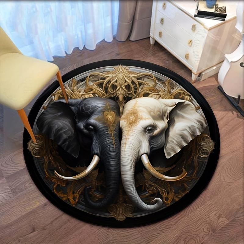 Mandala Elephant Flannel Round Rug - Luxury Black & White Animal Print for Living Room & Bedroom, Non-Slip Decor Diameter 60cm
Mandala Elephant Flannel Round Rug - Luxury Black & White Animal Print for Living Room & Bedroom, Non-Slip Decor Diameter 60cm